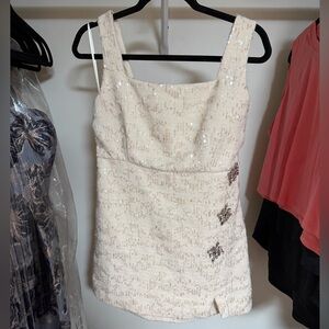 Elegant Cream Sequin Women's Top